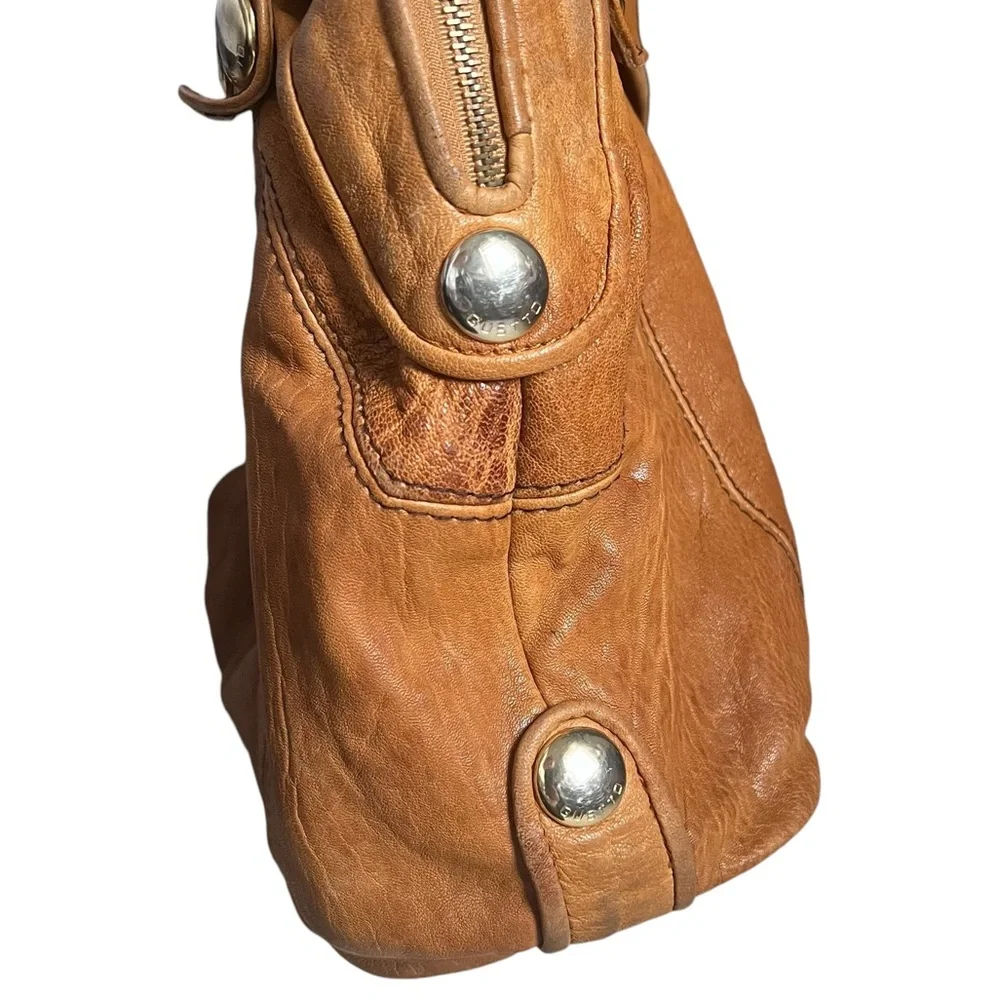 Everyday Cognac Leather Satchel Handbag - Women